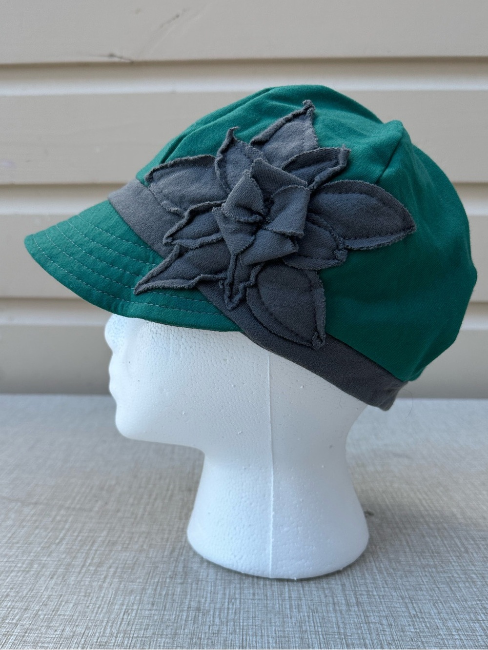 Green & Gray organic cotton blend stretch cap baseball hat